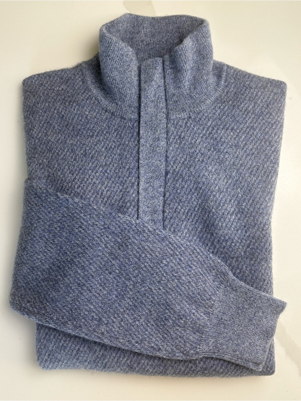 Bloomingdale's The Men's Store Wool Cashmere 1/4 Zip Sweater S Baby Blue